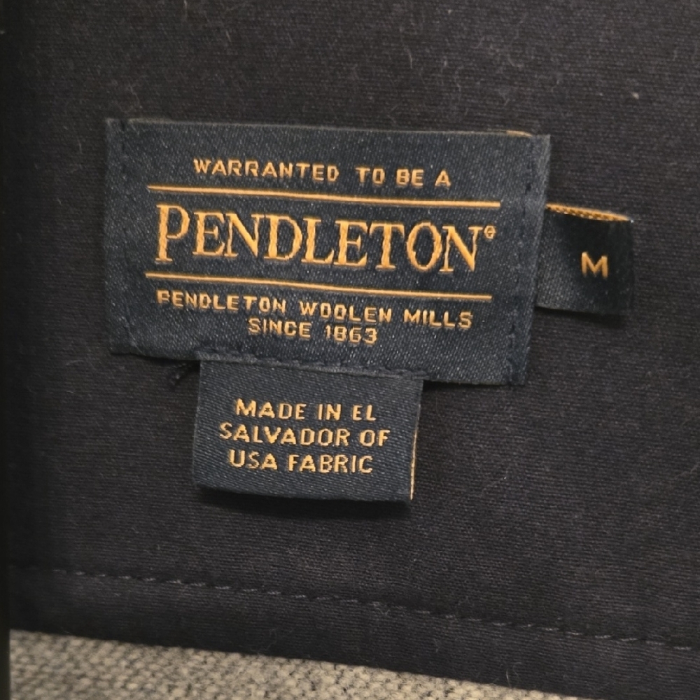 Pendleton Navy Patterned Wool Pea Coat - Picture 3 of 5